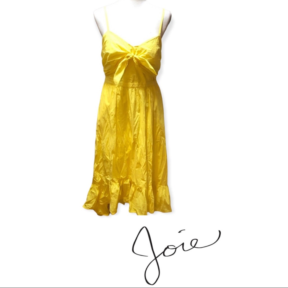 NWT Joie Sunshine Yellow Tie Front Open Back Dress